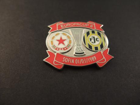 Europacup II voetbal 1989 CSKA Sofia -Roda JC (rood-ziverkleur)